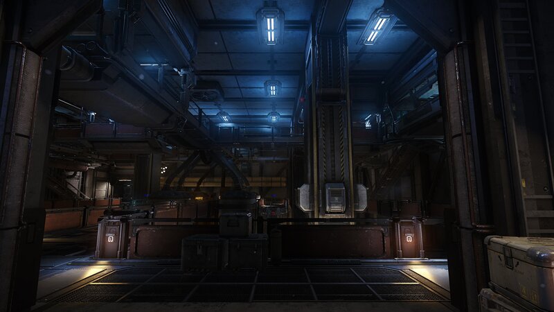 Industrial Corridor Interior — Blue