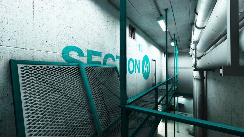 industrial corridor with section label