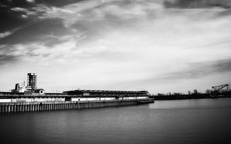 Industrial dock on a cloudy day