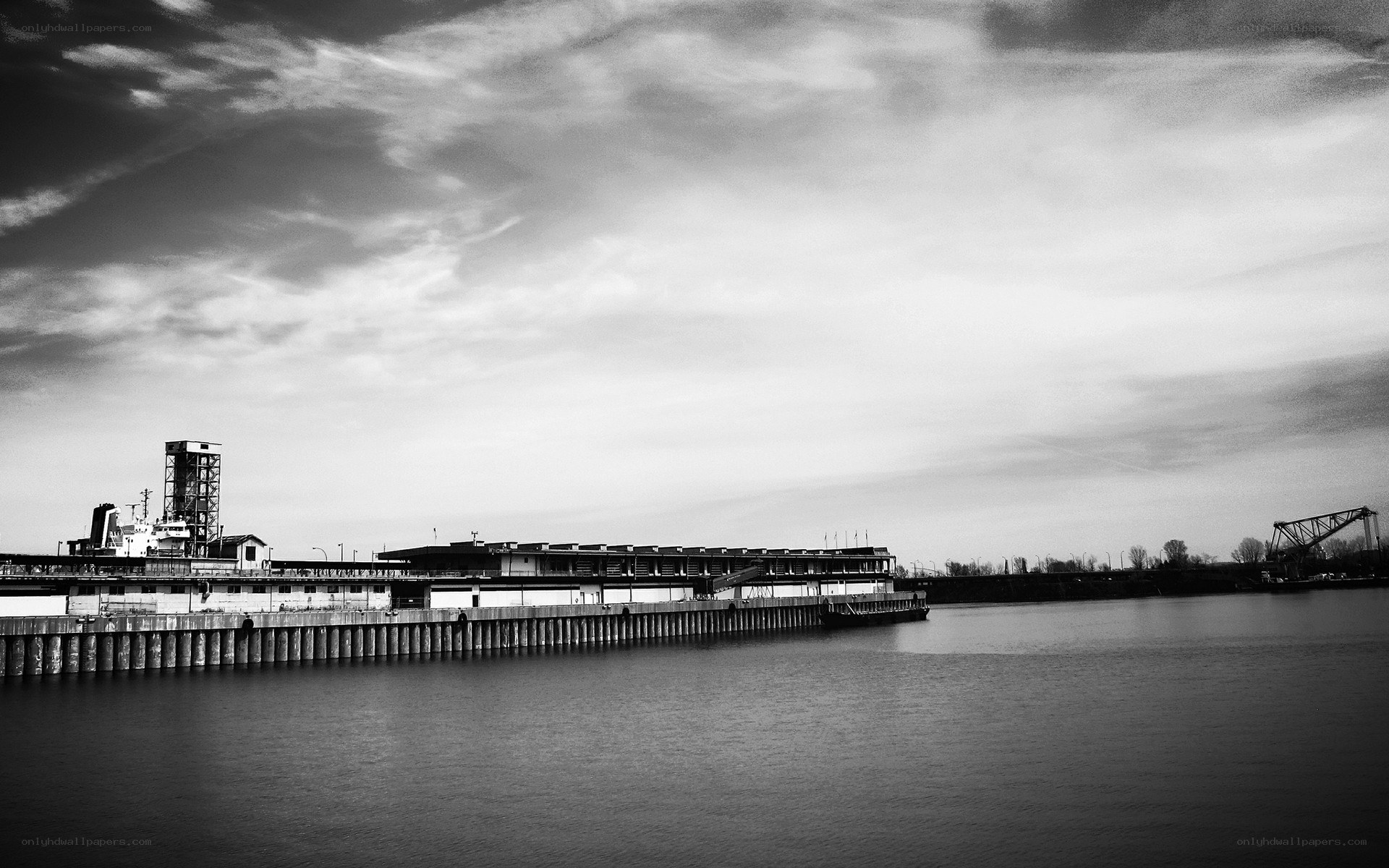 Industrial dock on a cloudy day