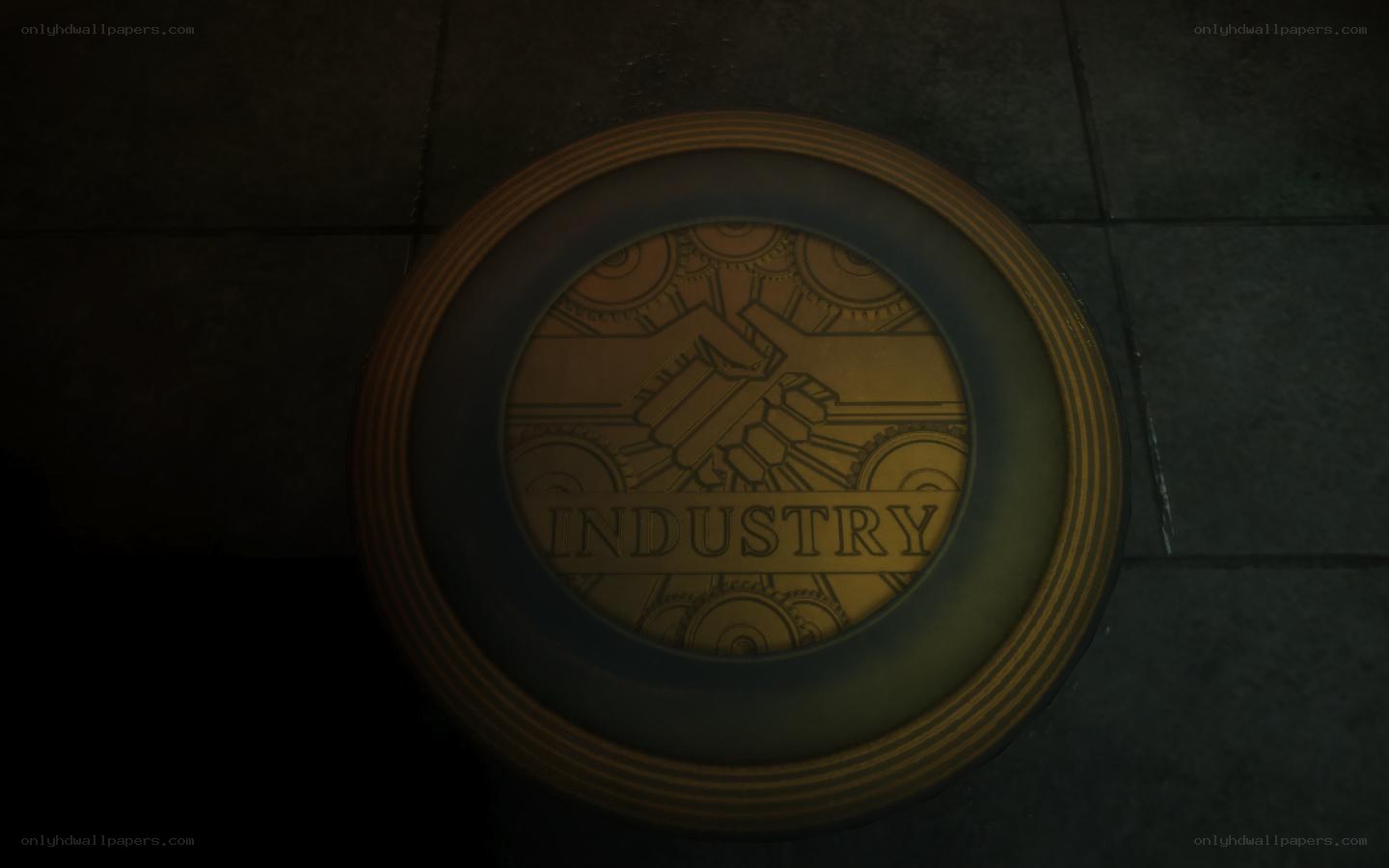 industrial emblem on floor