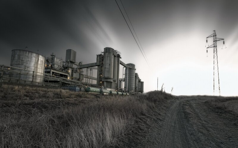Industrial facility at dusk