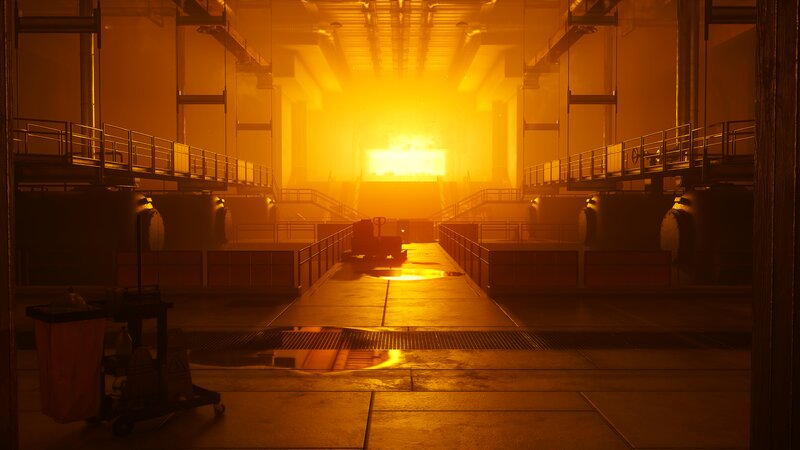 Industrial Facility Interior — Orange, Dramatic