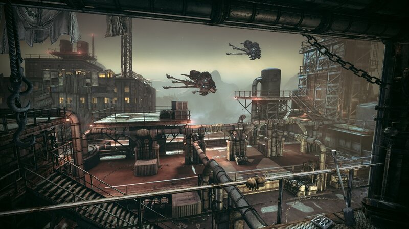 industrial facility with flying creatures