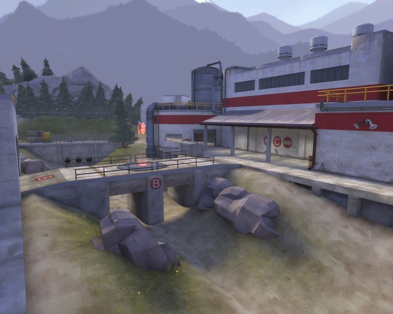 Industrial facility with mountains