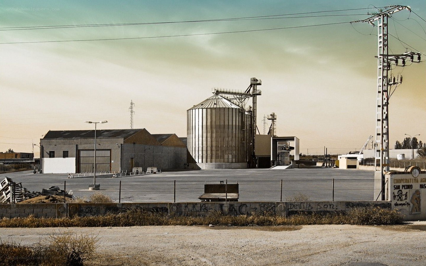 Industrial facility with silo