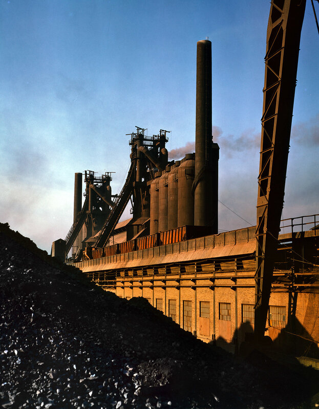 Industrial factory at sunset