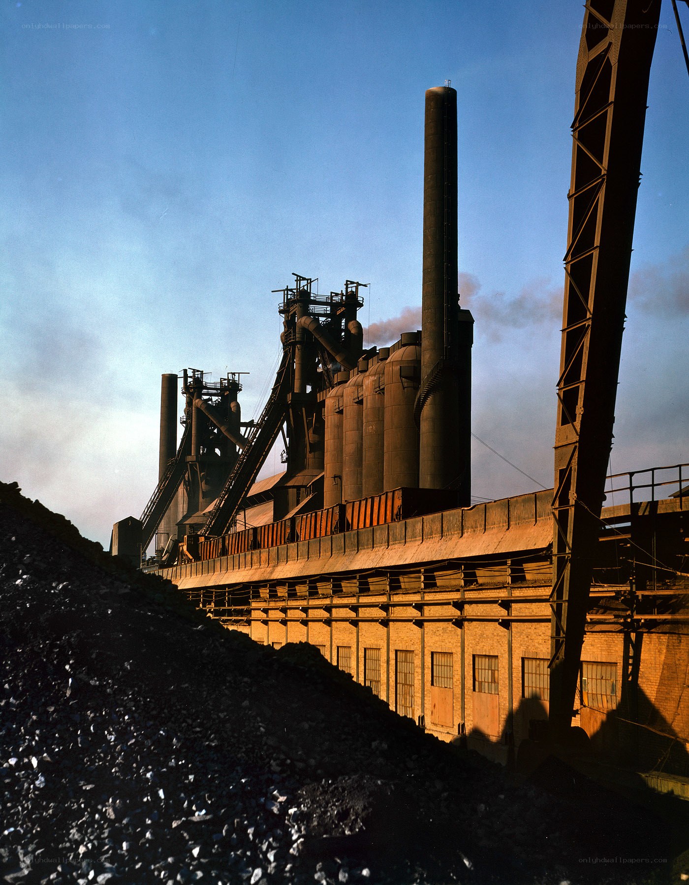 Industrial factory at sunset