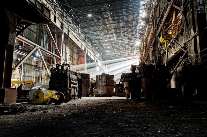 Industrial Factory Interior — Black, Dramatic