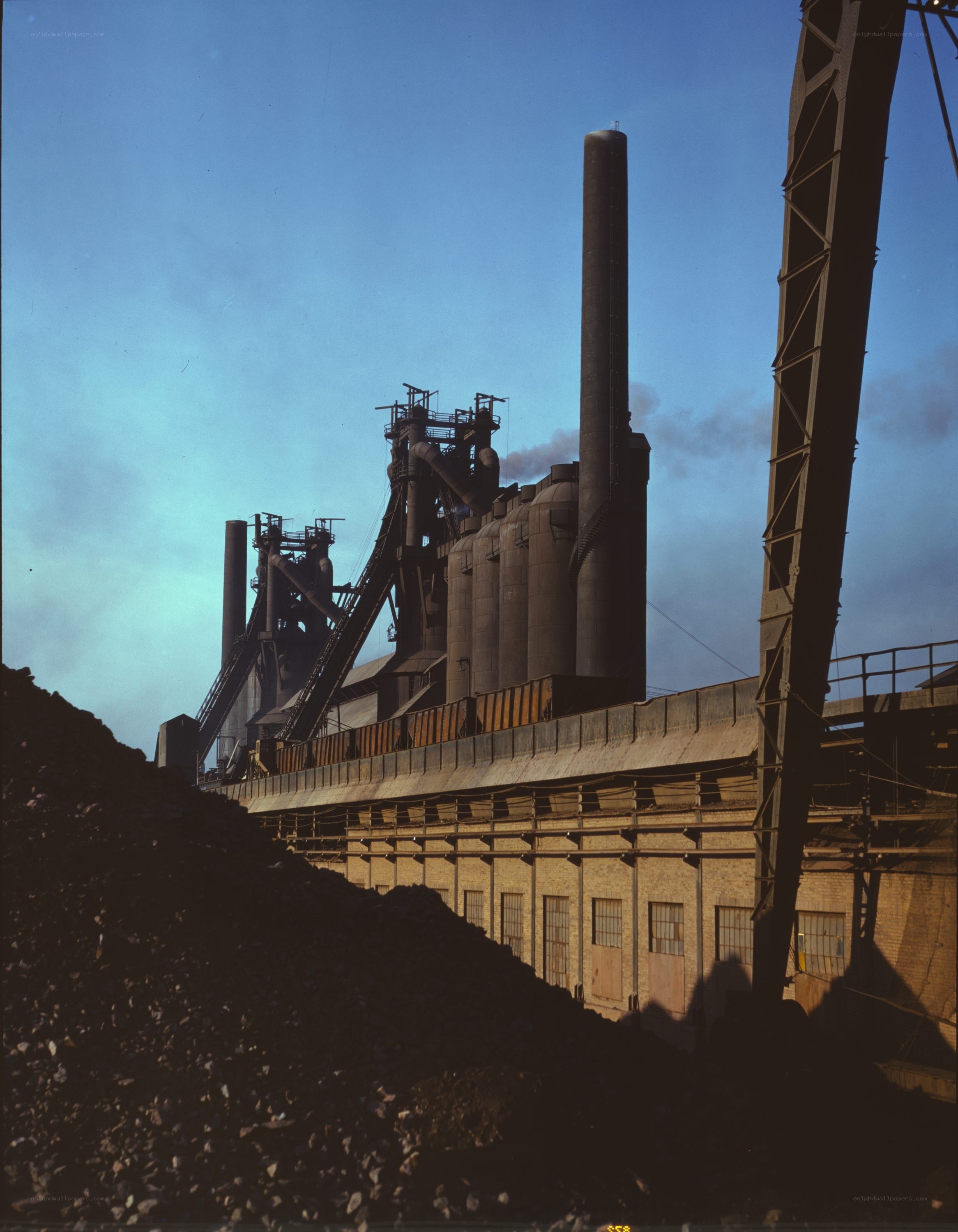 Industrial factory with smokestacks