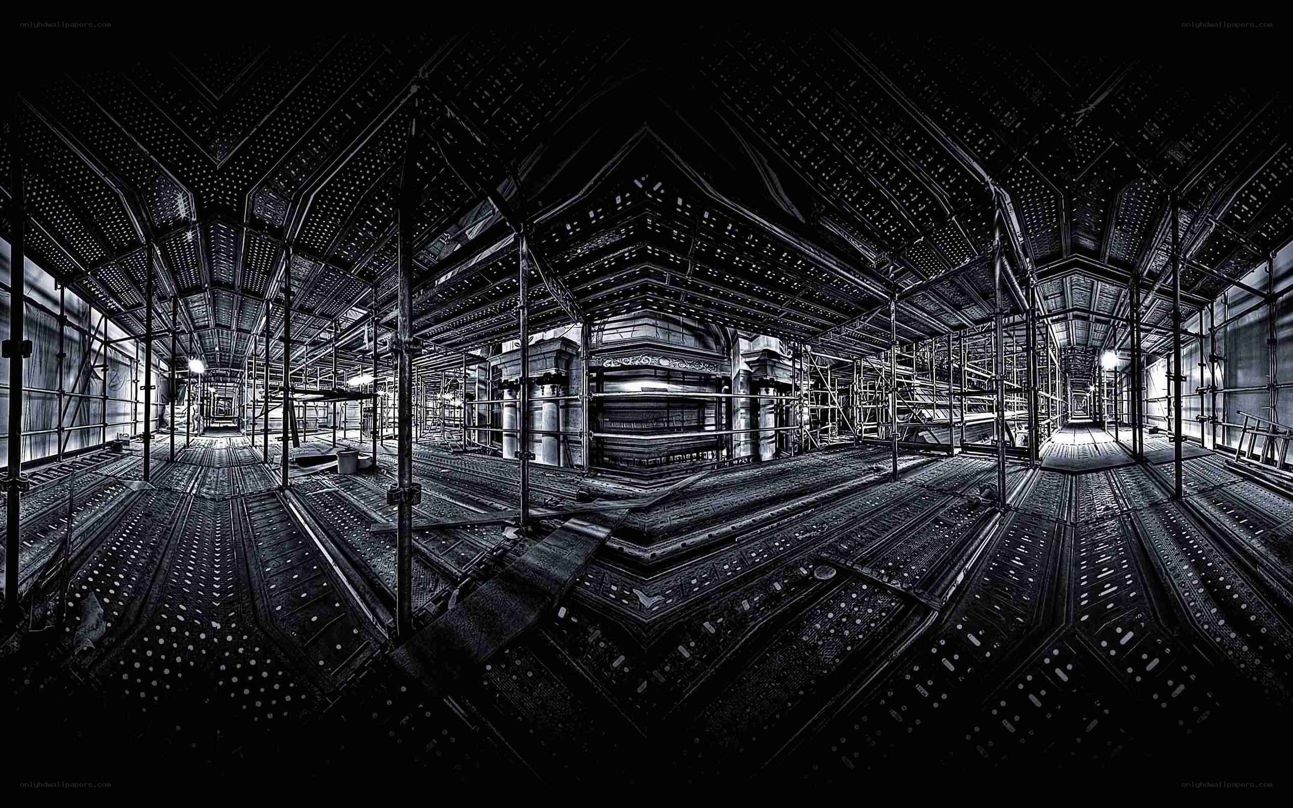 industrial interior with scaffolding