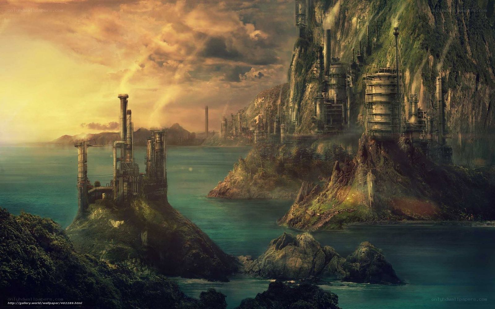 industrial island cityscape
