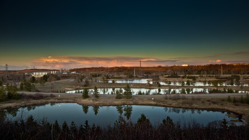 Industrial landscape at dusk