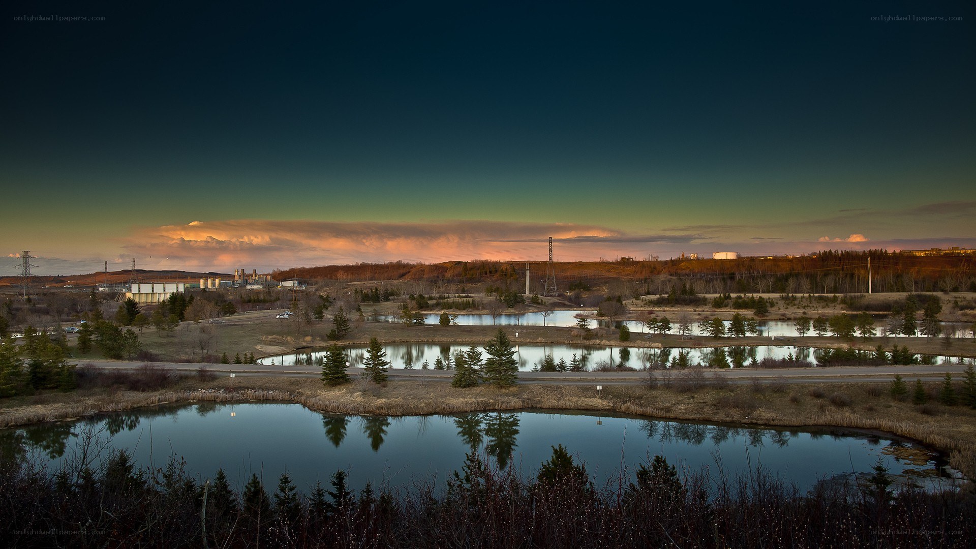 Industrial landscape at dusk