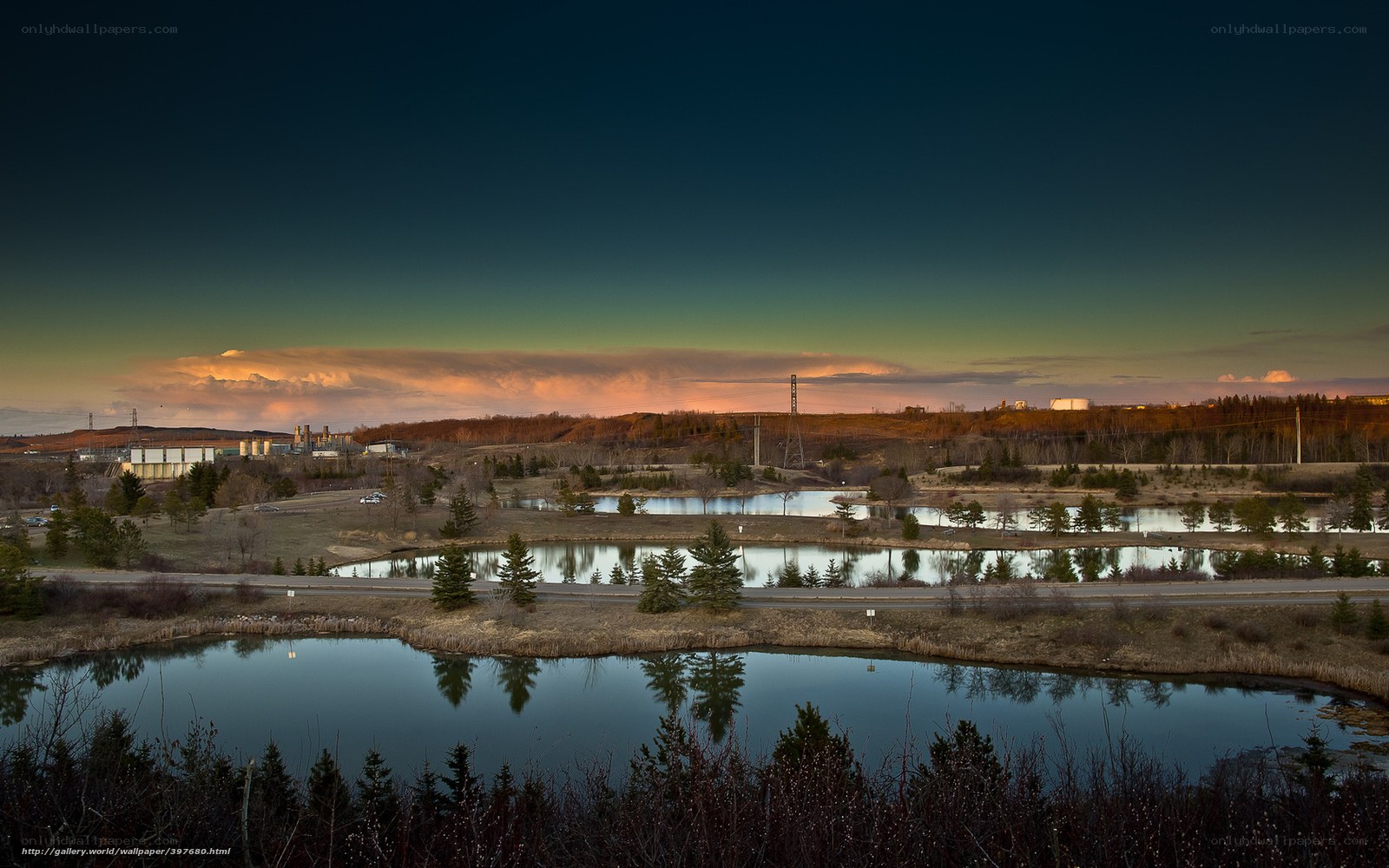 Industrial landscape at dusk