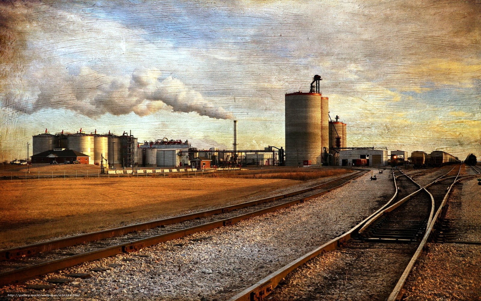 Industrial landscape with train tracks