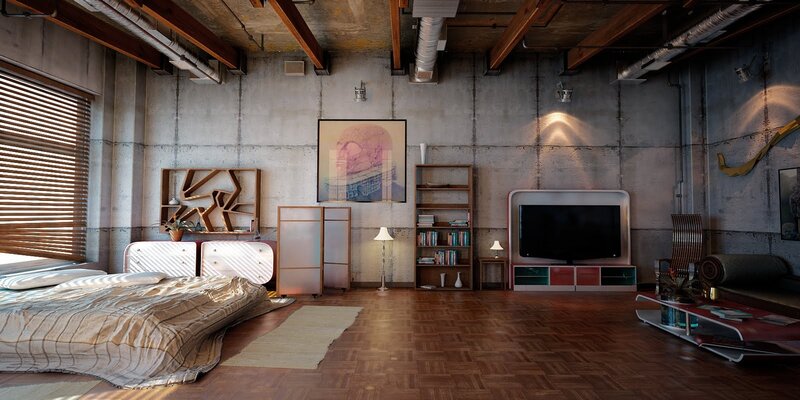 Industrial Loft Bedroom