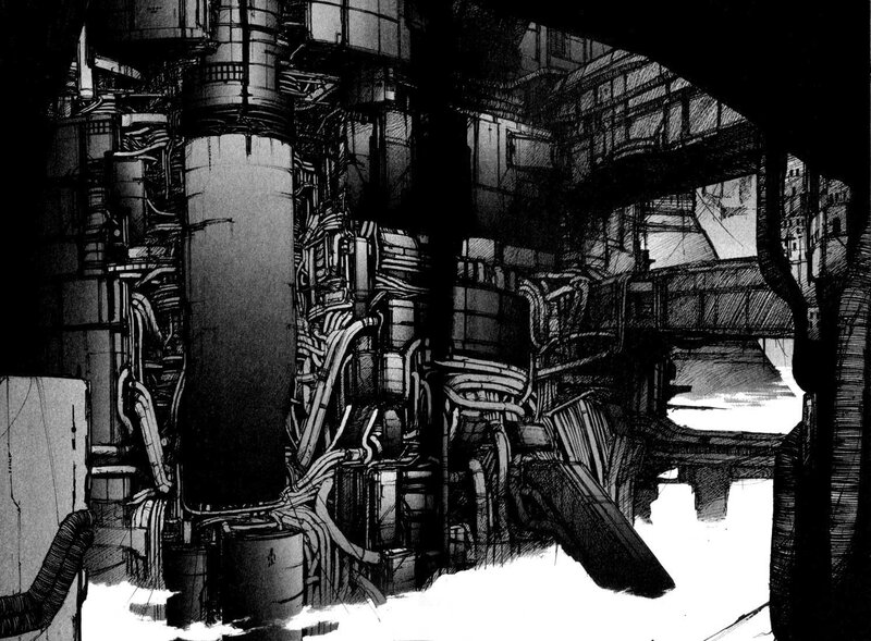 Industrial Machinery Interior — Black, Dramatic