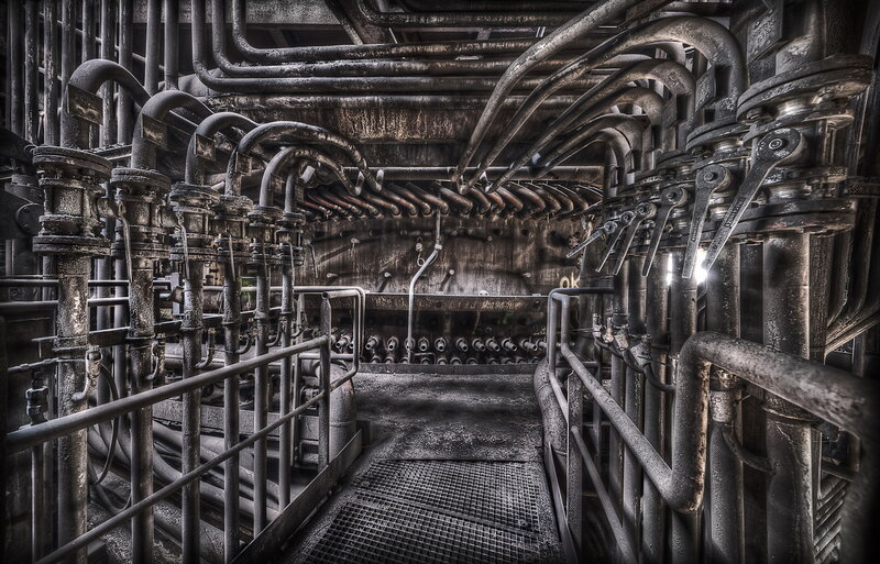 Industrial Pipe Network — Black