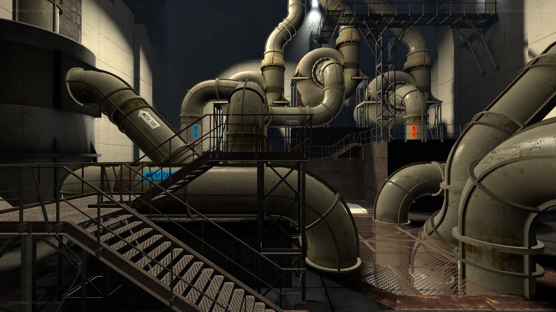 industrial pipe network interior