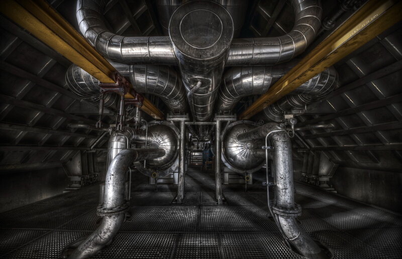 Industrial Pipe System — Gray, Dramatic
