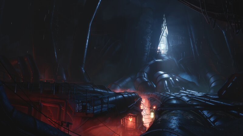 Industrial Pipes in Tunnel