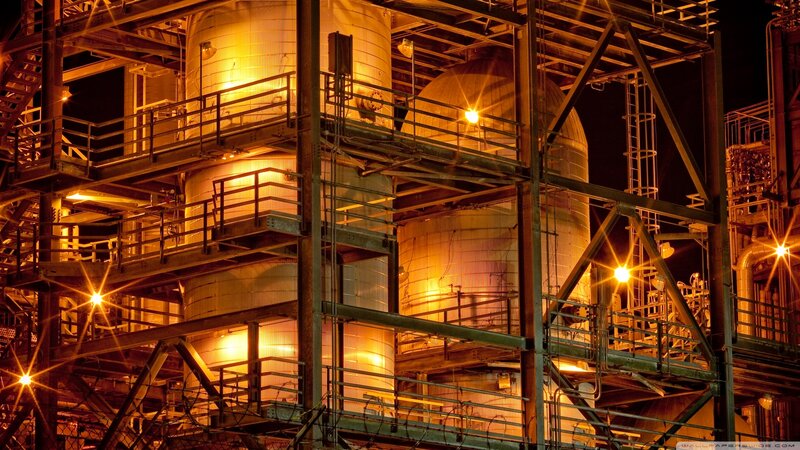Industrial Plant at Night — Orange