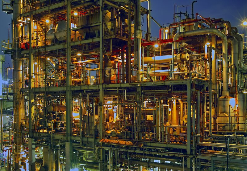 Industrial Plant at Night — Yellow