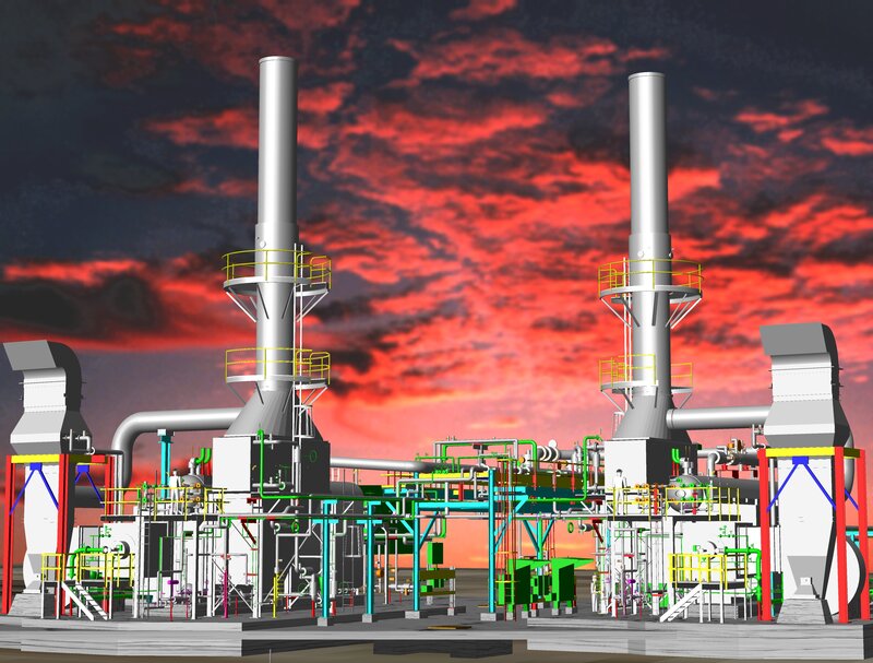 Industrial plant at sunset