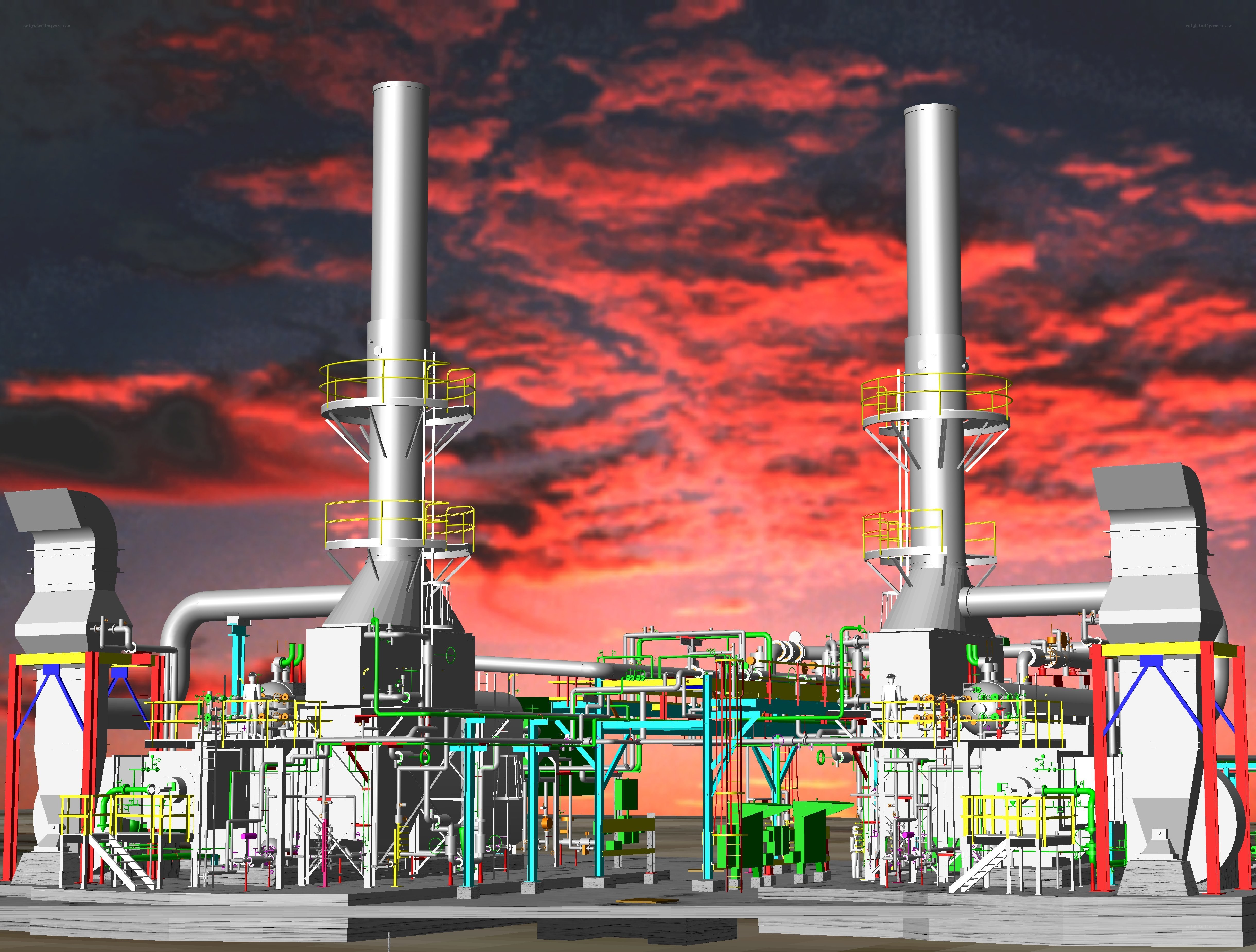 Industrial plant at sunset