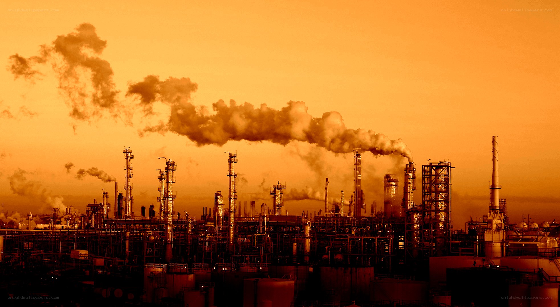 Industrial plant at sunset