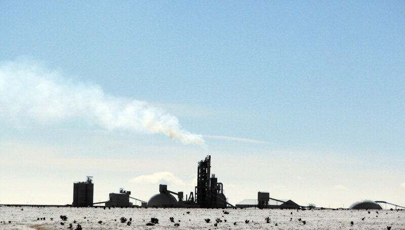 industrial plant in snowy landscape