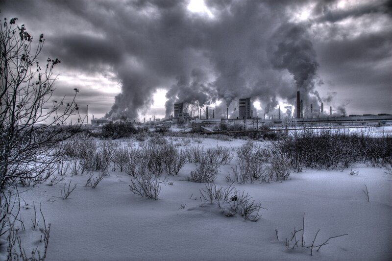 Industrial Plant in Winter — Gray