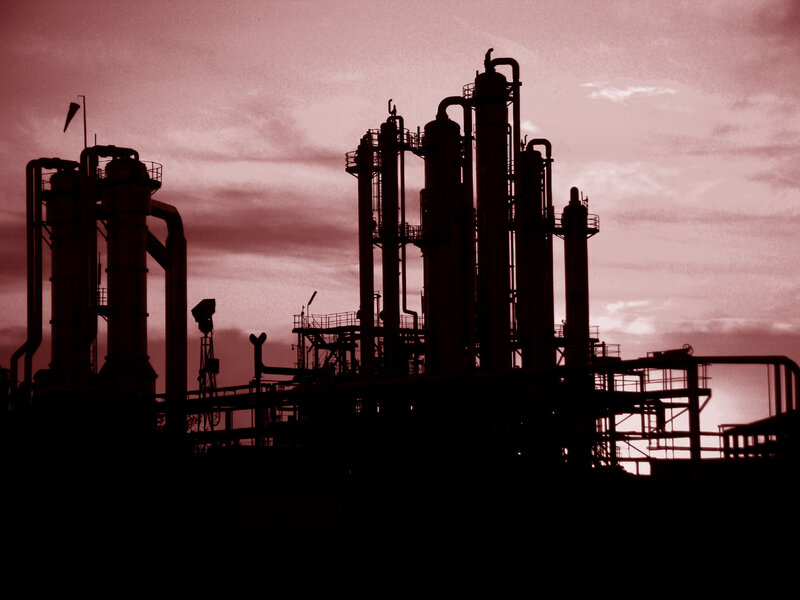 Industrial Plant Silhouette — Red
