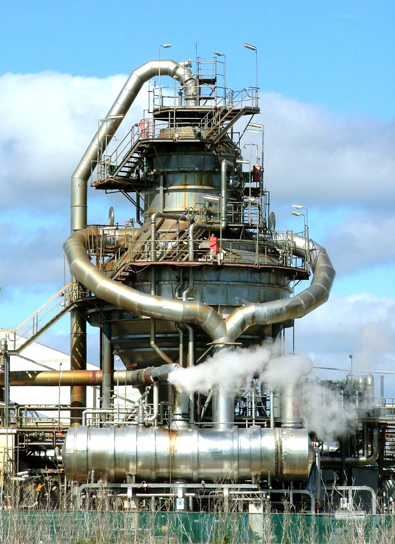 industrial plant with steam