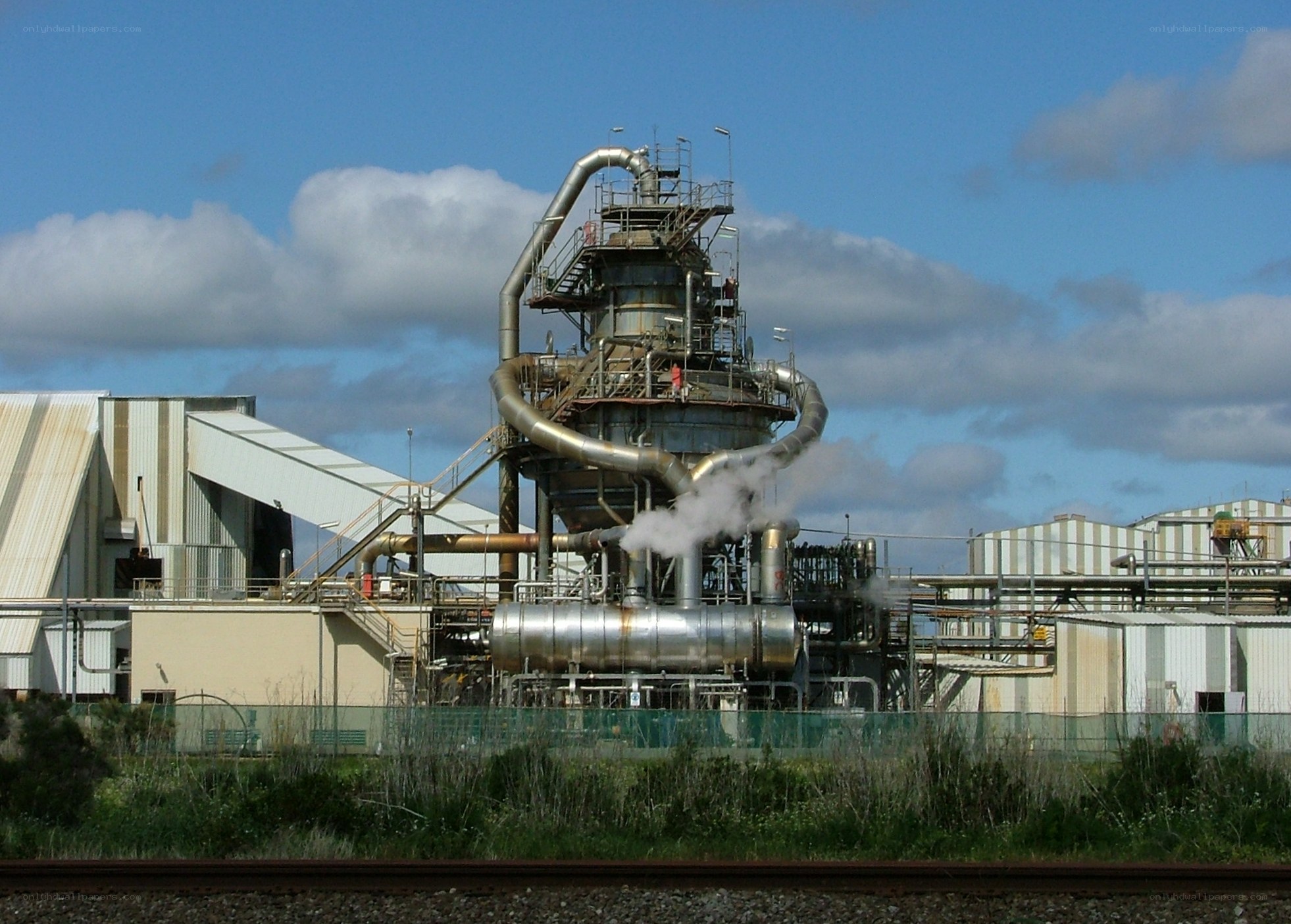 industrial plant with steam