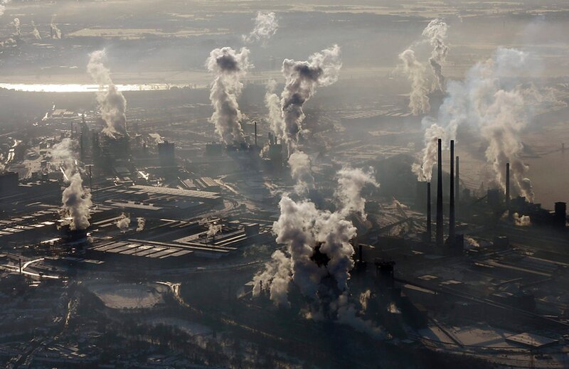 Industrial pollution from aerial view