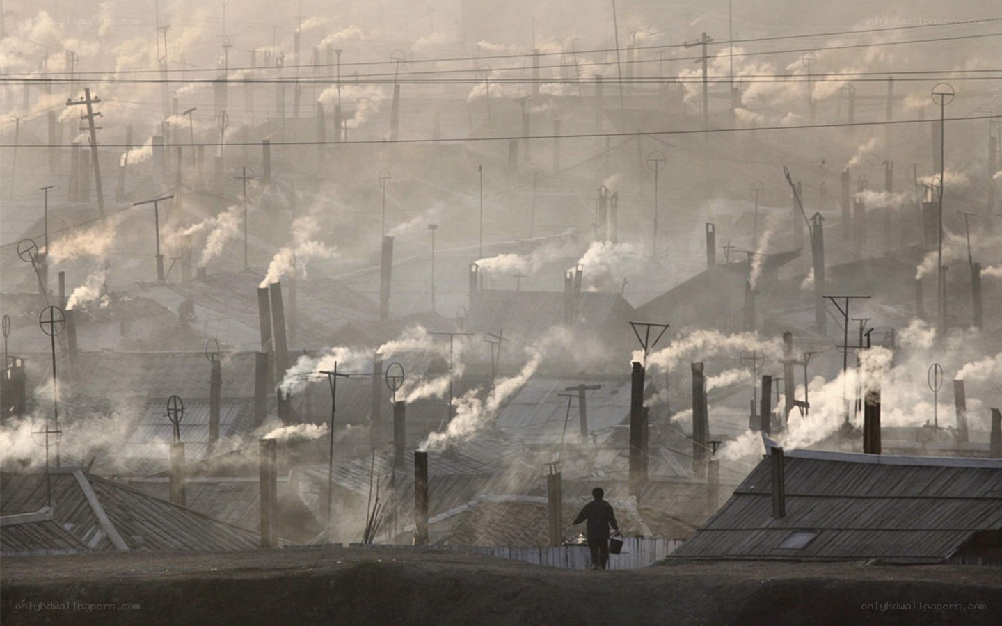 Industrial pollution in a village