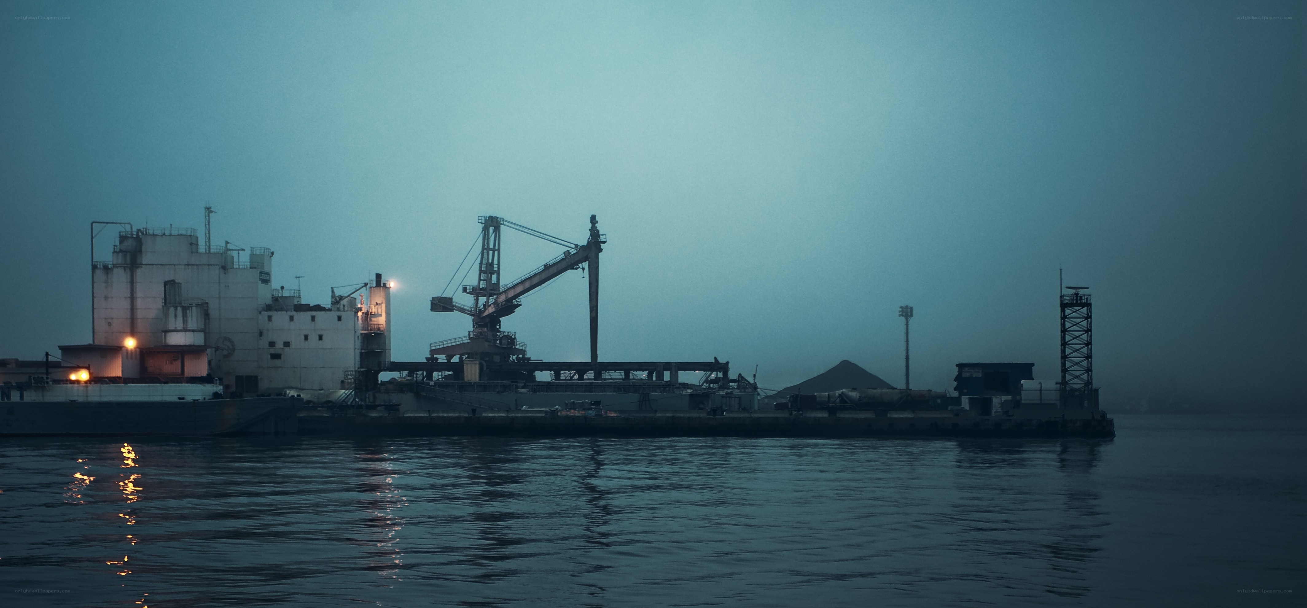 Industrial port at dusk
