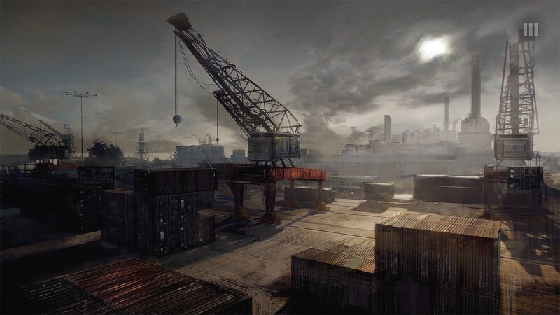 Industrial Port at Dusk — Gray