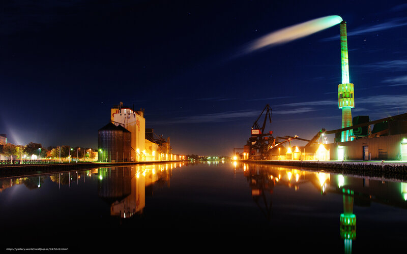Industrial Port at Night — Blue