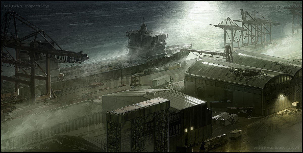 industrial port at night