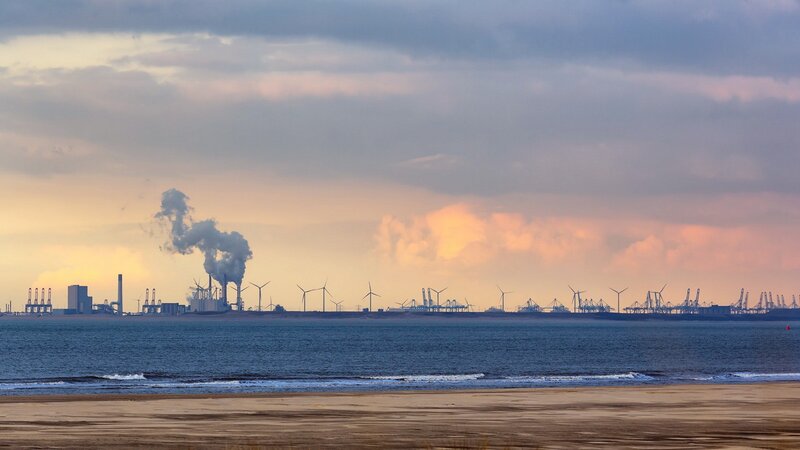 Industrial Port at Sunset — Blue, Dramatic