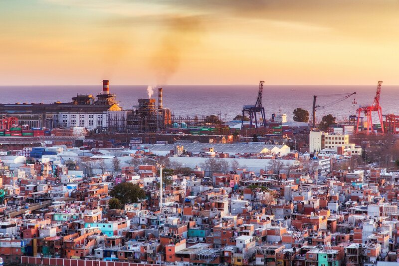 Industrial Port at Sunset — Orange