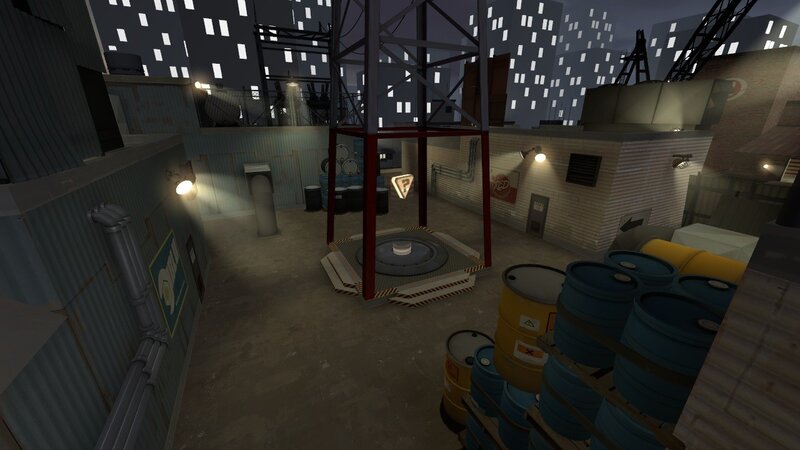 industrial rooftop at night