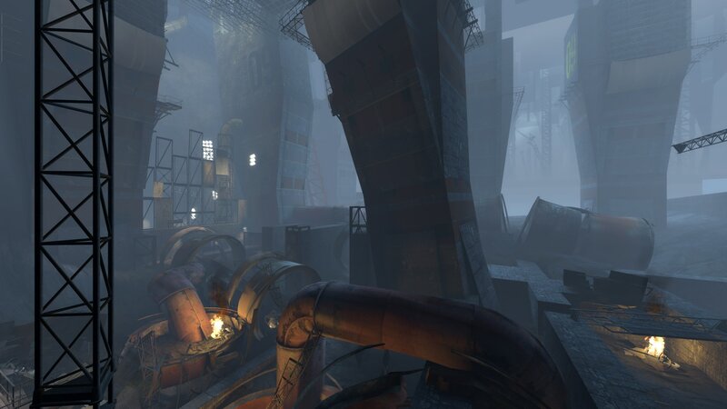 industrial ruin with pipes