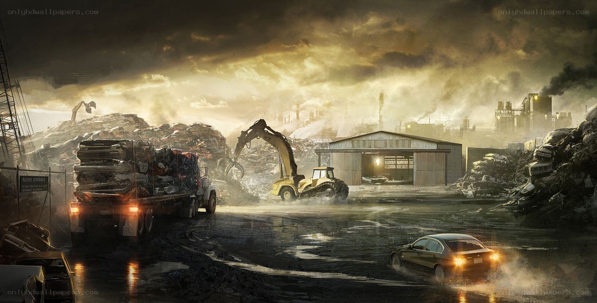 Industrial Scrapyard at Dusk