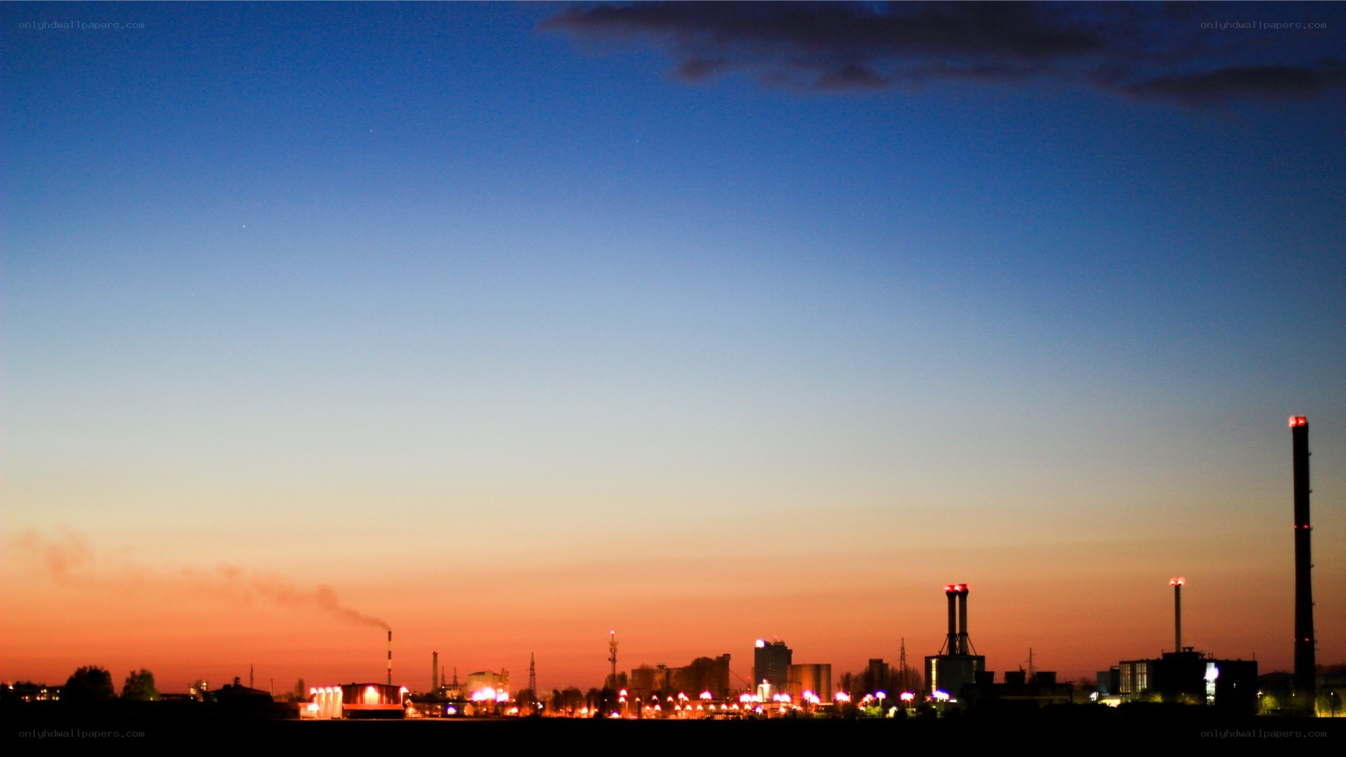 Industrial skyline at dusk