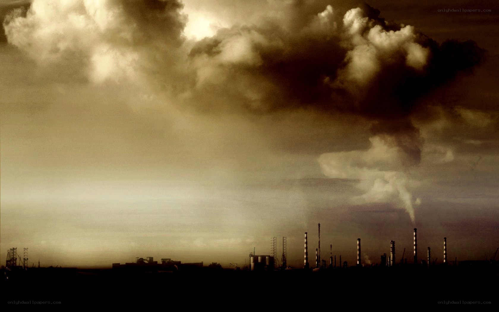 Industrial skyline at dusk