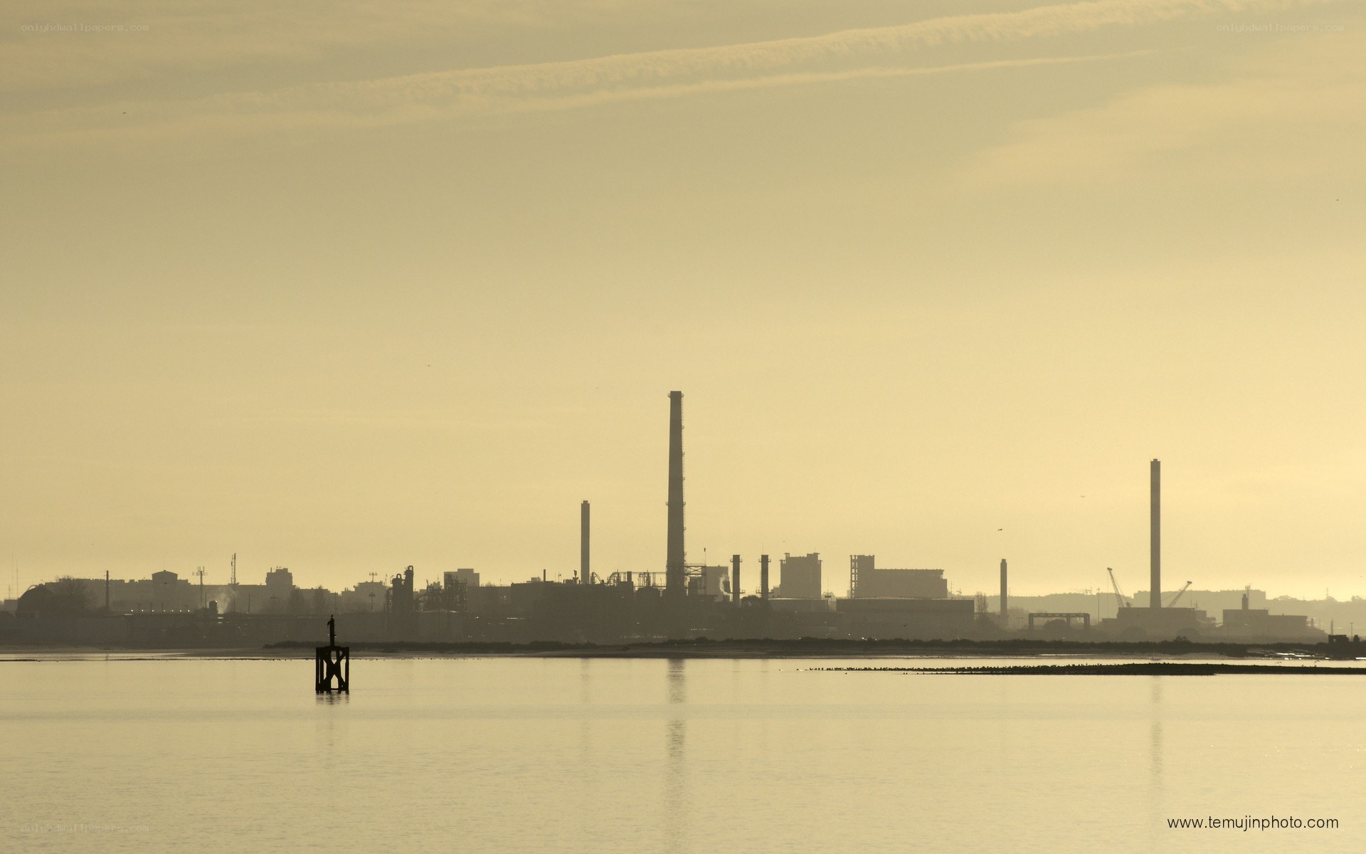 industrial skyline at sunset
